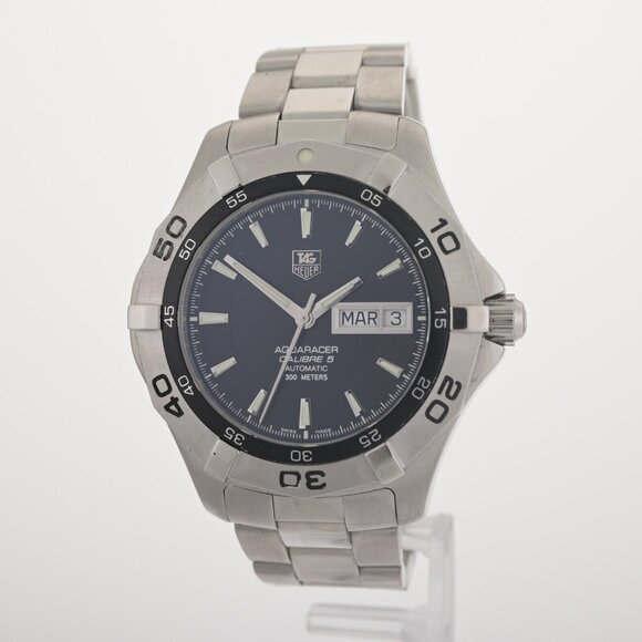 TAG Heuer Aquaracer WAF2010 Day Date 42mm Black Men's Watch +Case - Picture 5 of 7